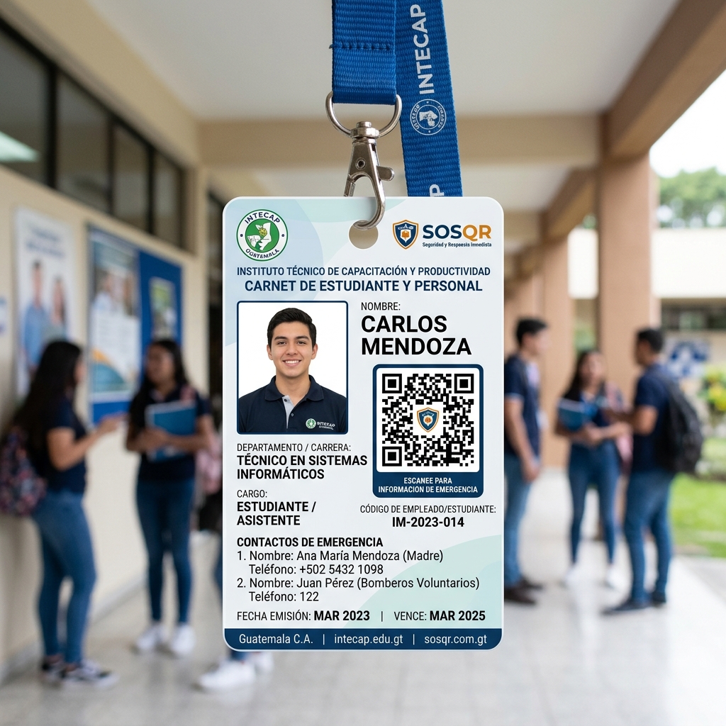 Carnet Institucional con Código QR SOSQR